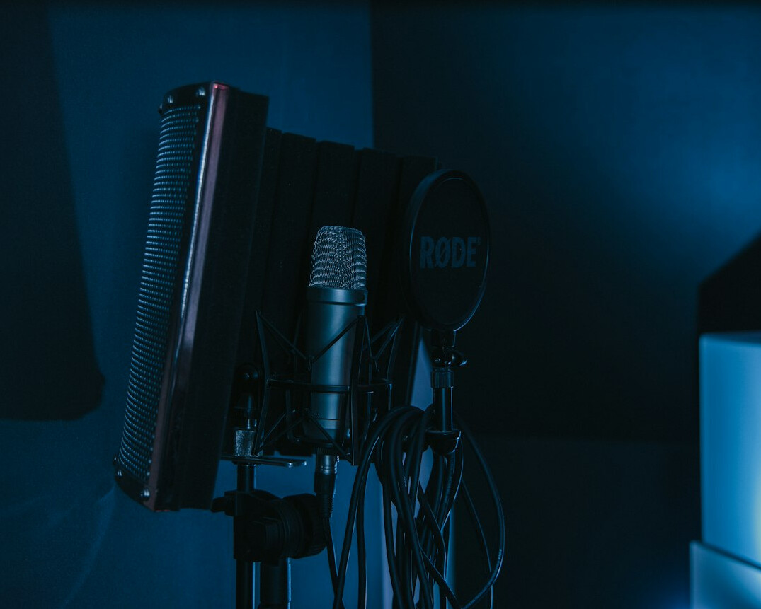 professional microphone in studio